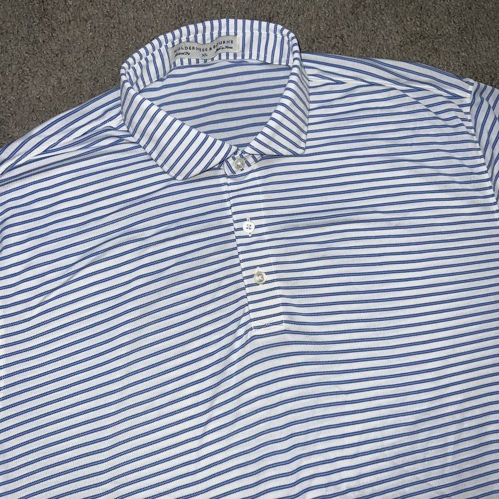 Holderness & Bourne Golf Polo Stripe Print Shirt Mens XL